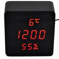Настільний годинник VST-872S-1-ЧЕРВОНИЙ USB (декоративний з датою, t, вологістю)