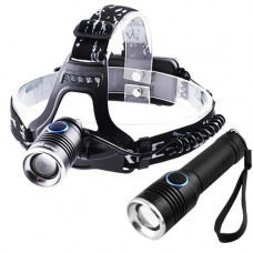 Ліхтар 2 в 1 налобний + в руку Police WD114/TS-18/BL-6888-T6 (2x18650, micro USB, zoom) (1/30/60)