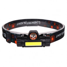 Фонарь налобный BL-8101 (1х18650, XPE+COB,  micro USB, магнит)