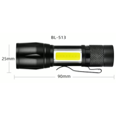 Ліхтар кишеньковий BL-513-XPE+COB (ЗУ mirco USB, вбуд. акум., zoom) (1/60/240)