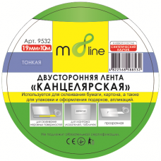 Скотч m8line "Тонка Двостороння Клейка Стрічка 19*10м (1/240) ШК/інд.етик.