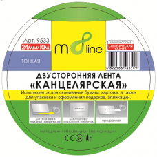 Скотч m8line "Тонка Двостороння Клейка Стрічка 24*10м (1/192) ШК/інд.етик.