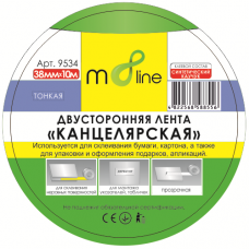 Скотч m8line "Тонка Двостороння Клейка Стрічка 38*10м (1/112) ШК/інд.етик.
